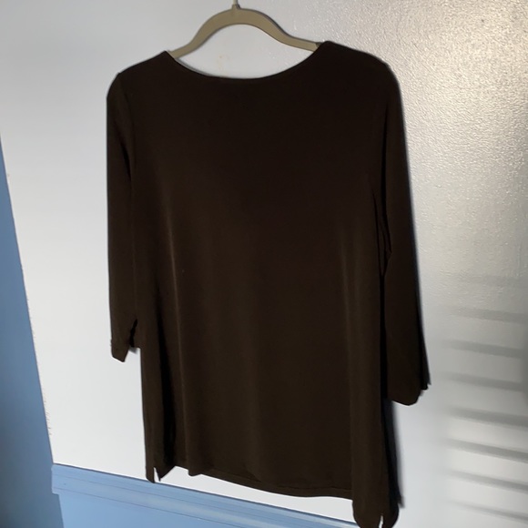 Susan Graver Black Liquid Knit Drape Neck Top women’s size M - Picture 3 of 6